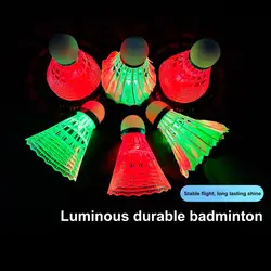 Juego de bolas de bádminton luminosas para adultos, 3/6 piezas, 10x4cm, batería de botón integrada, volantes LED, actividad deportiva al aire libre