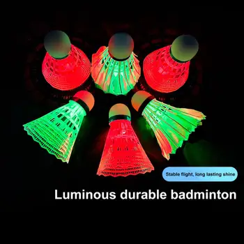 3/6Pcs 10*4cm Luminous Badminton Balls Set Built-in Button Battery Badminton For Adults Shuttlecocks LED Outdoor Sports Activity