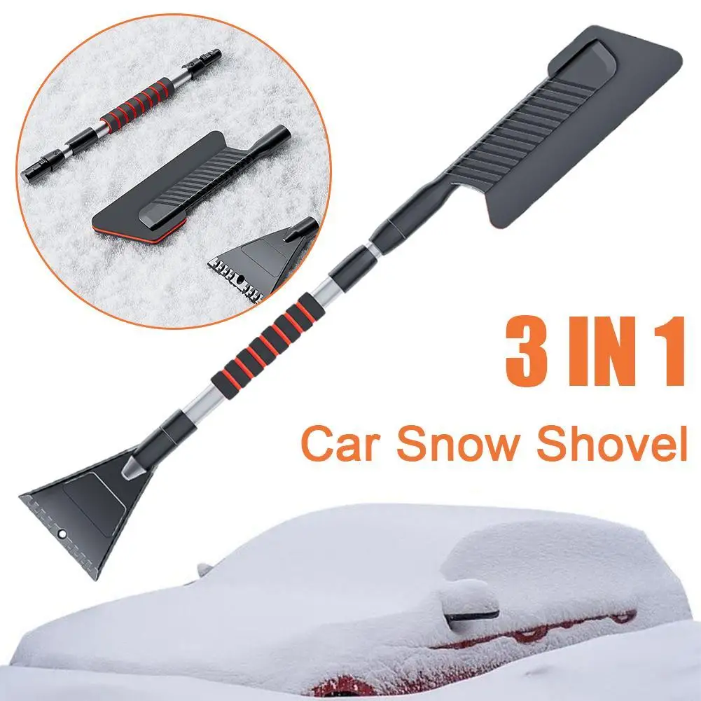 3 In 1 Extendable Ice Scraper Multifunctional Detachable Snow Brush Front Windshield Ice Scraping Defrost Broom Car Accessories