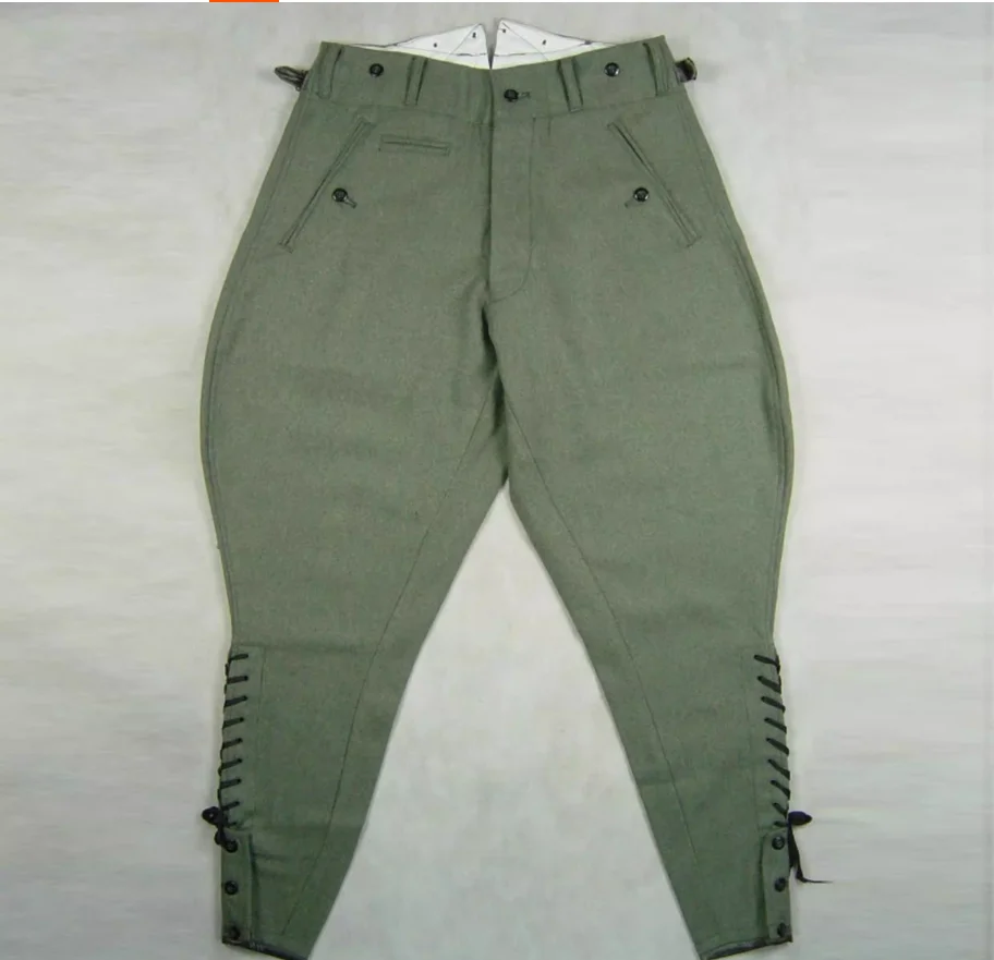 Retro German Olive Green Knight 9-Inch Chino Pants