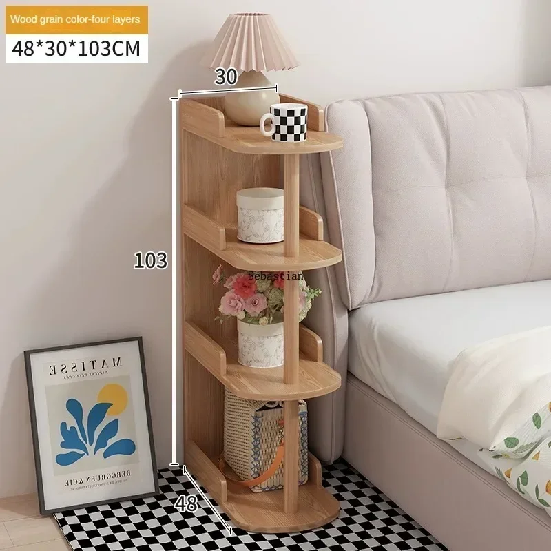 Bedside Table with Cream Style, Modern and Simple Small Bedside Shelf, Storage Cabinet, Small Coffee Table Ultra Narrow Crevice