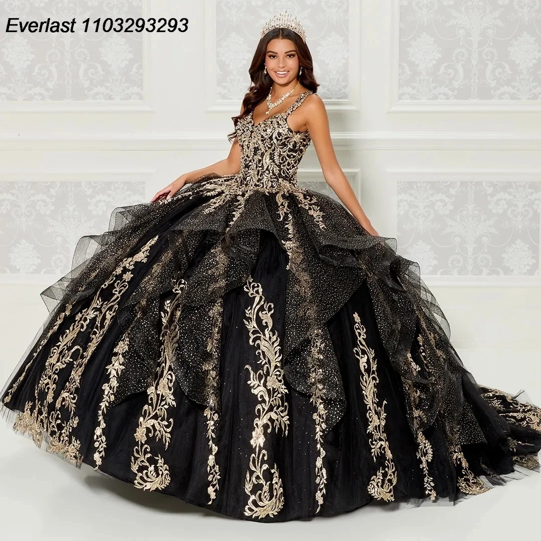 EVLAST-Vestido De quinceañera Azul Real, traje De baile con apliques De cuentas y lentejuelas, corsé escalonado, dulce 16, 15 Años, TQD230, 2024