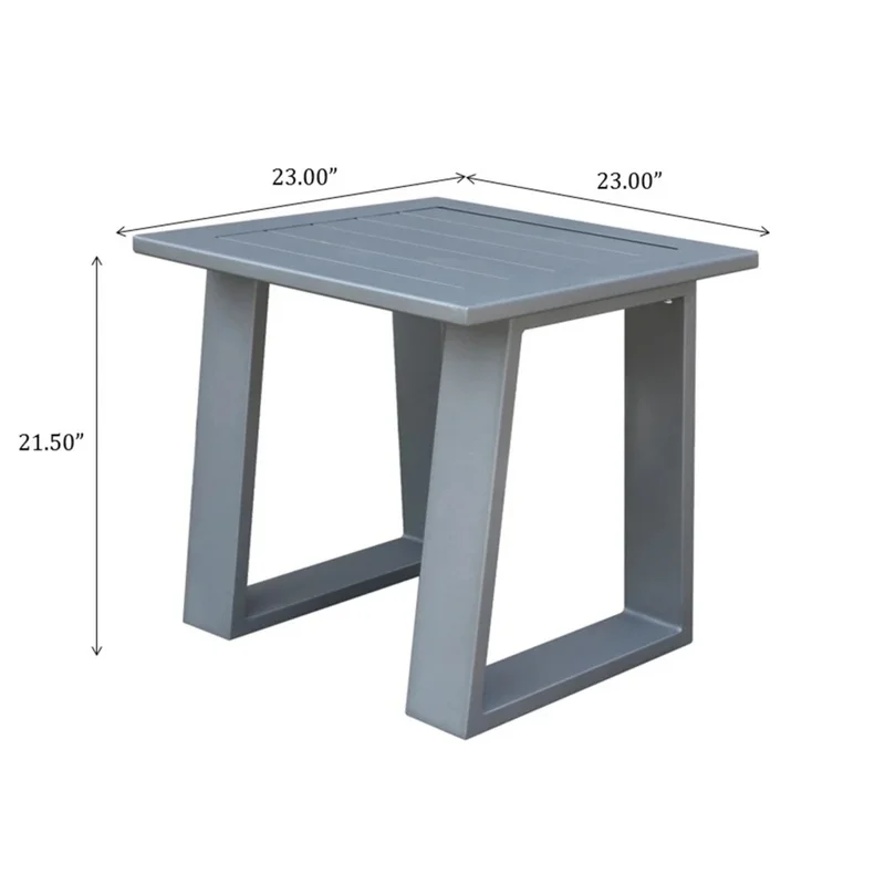 Outdoor Indoor Aluminum Square End/Side Table, Powdered Pewter Finish