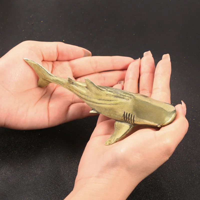 

Large Shark Brass Ornament Tea Car Pet Desk Decoration Gift Craft Collectible