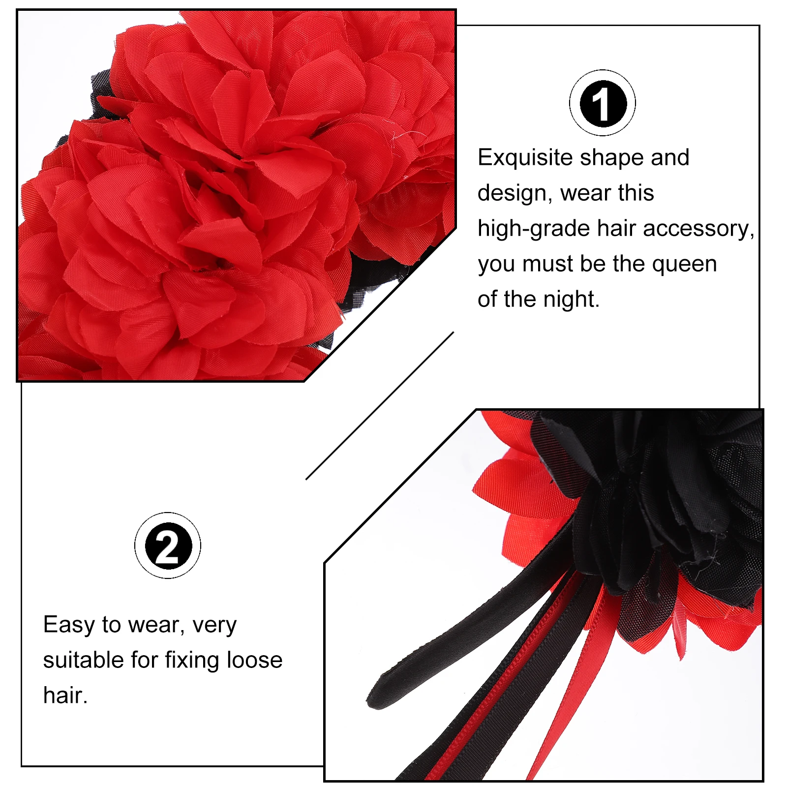 

Flower Headbands Wreath Tiara Festival Headpiece Hair Accessories Headdress Black Wreaths