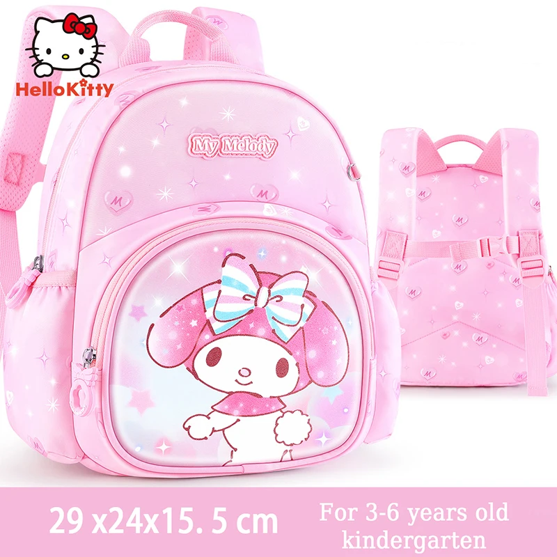 Miniso My Melody 2024 New Kindergarten Cartoon Schoolbag Girl Cute Backpack Children 3-6 Years Old School Book Bag Kid Baby Gift