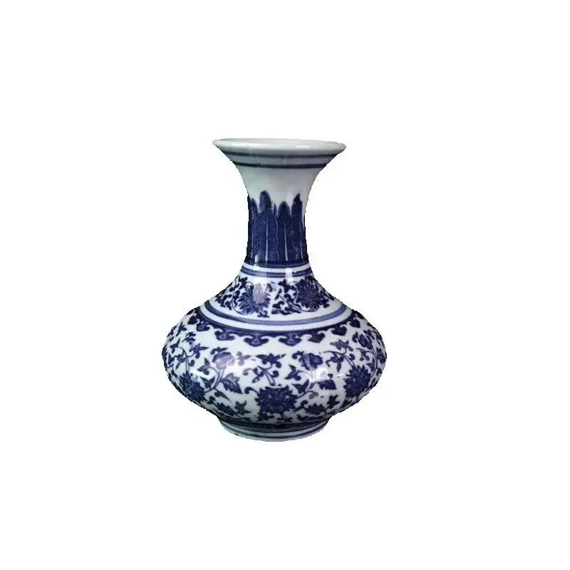 

Chinese Old Porcelain Blue and white lotus flower vase with intertwined branches Traditional Asian Decorative Item for Home