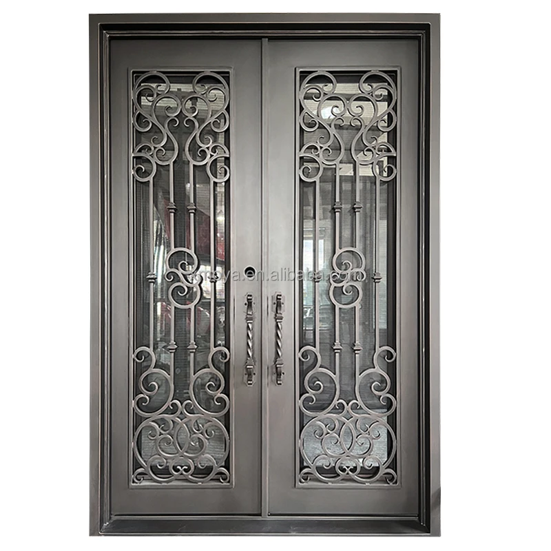 

Modern Double Entry Door Security Puerta De Metal Entry Door Security Metal Double Door With Frosted Glass