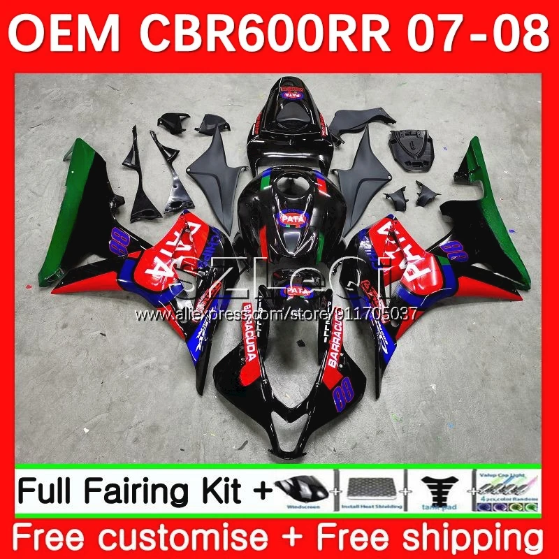 OEM Bodys + Decal For HONDA Red black CBR600 CBR 600RR 600 RR CC F5 07 08 38No.176 600CC CBR600RR 2007 2008 Injection Fairing