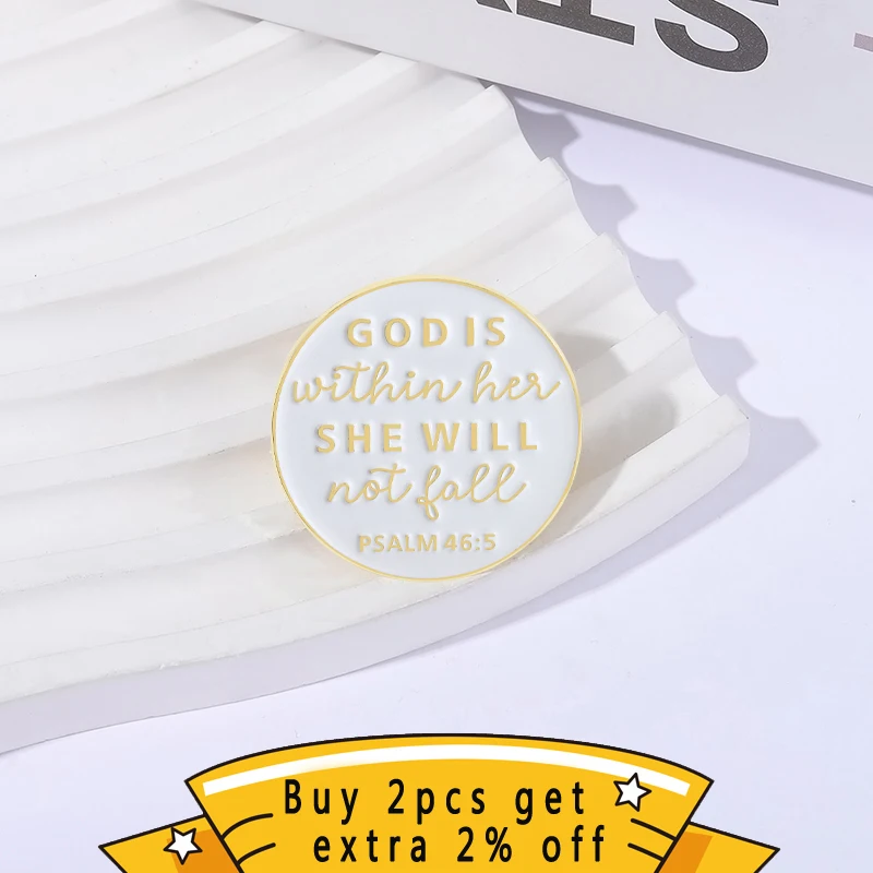 God Is Within Her She Will Not Fail Enamel Pin The Psalms Of The Bible Christian Belief Brooches Backpack Lapel Badge Jewelry