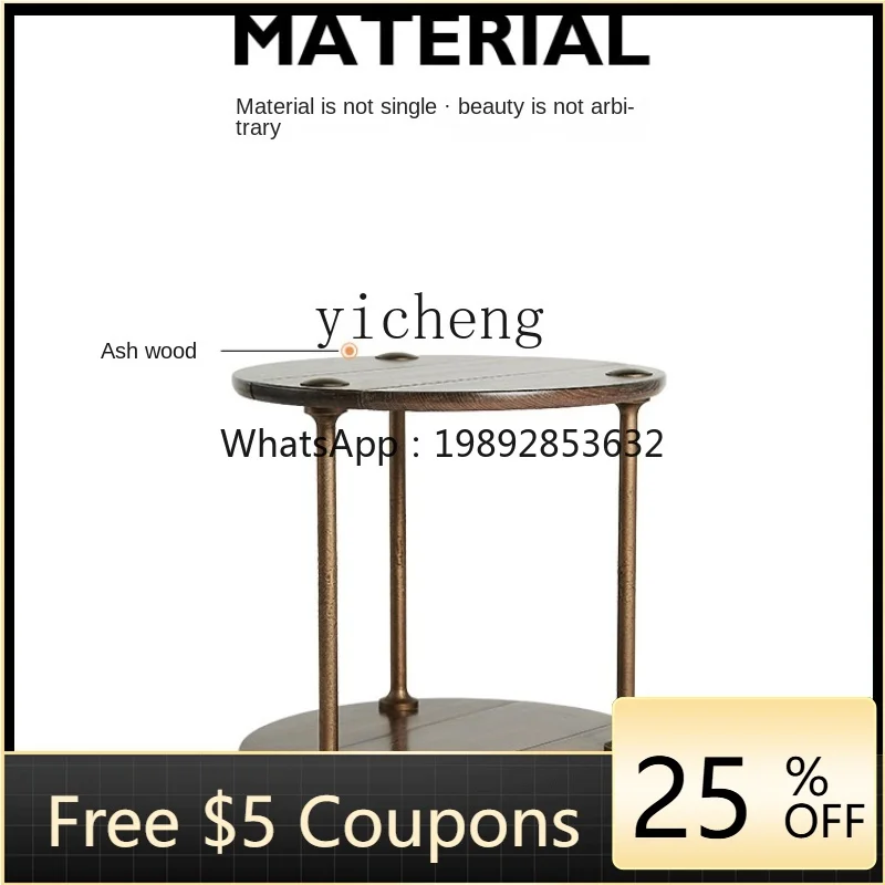 

ZZC Solid Wood round Coffee Table Side Table Combination Simple Living Room Modern Home Tea Table