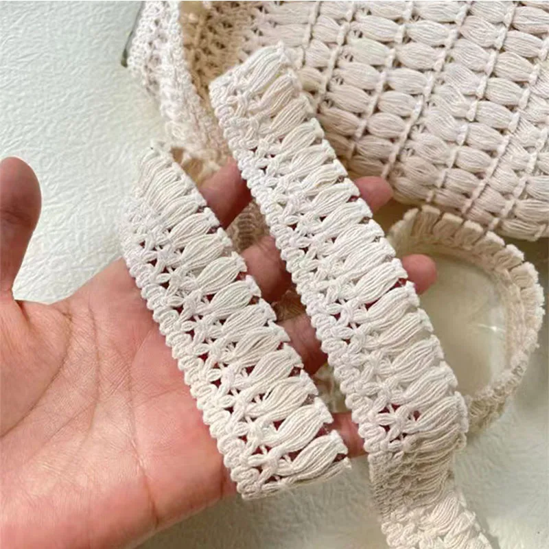 3cm Wide New White Beige Cotton Embroidery Tassel Woven Ribbon Home Decoration Crafts Curtain Carpet Sofa Diy Lace Accessories