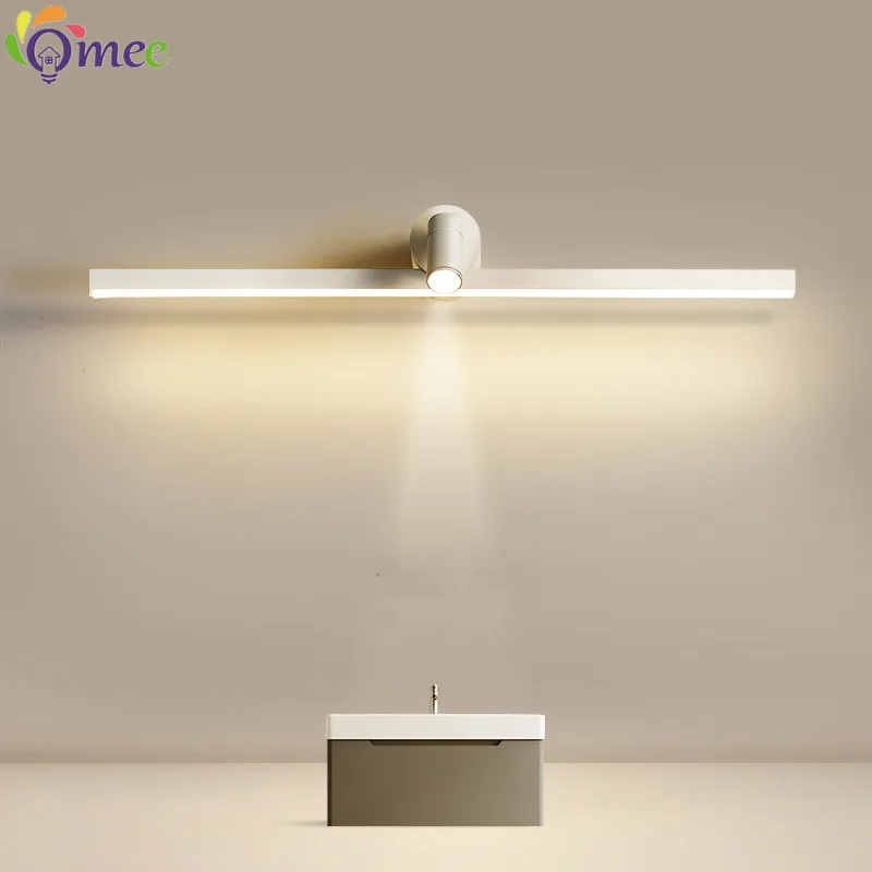 Lampu Dinding Led Modern 60Cm 800Mm AC90-260V Lampu Dinding Spotlight Terpasang Di Dinding Kamar Mandi Cermin Lampu Perlengkapan Lampu Hitam Putih LED