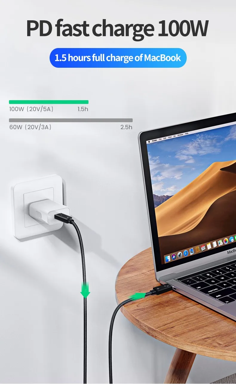 USB-IF Thunderbolt 4 Cable 2M Thunderbolt 40GB Data Transfer 100W Power Charging Compatible Thunderbolt 3 Apple Studio Display