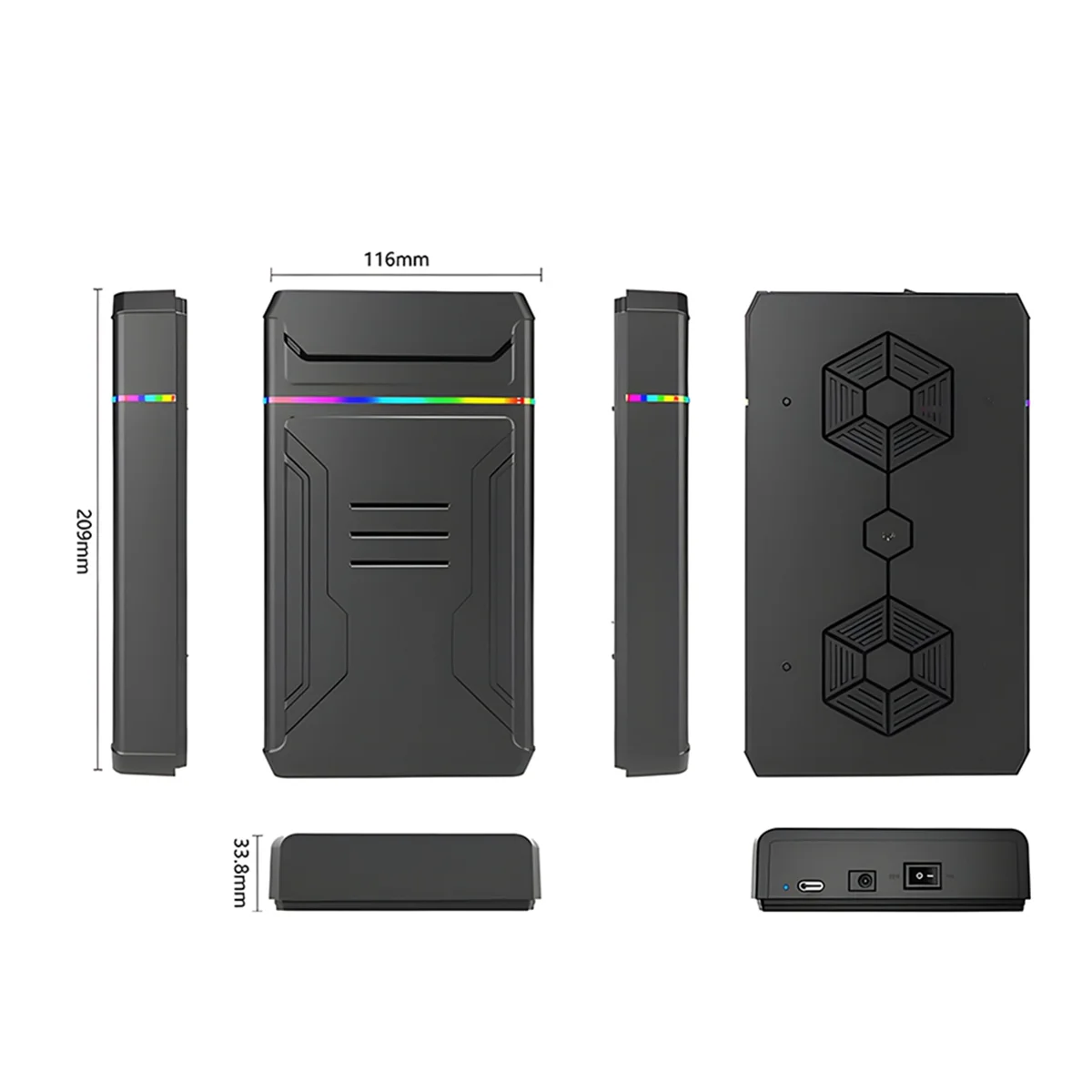 

ABJU Hard Disk Enclosure SATA to Type C Hard Drive Box with Led External HDD for 2.5 3.5 Inch Hard Disk Up to 6Gbps EU Plug
