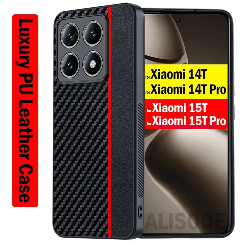 Stoßfest Funda für Xiaomi 14T 15T Pro / Mi 15T 14T Pro Fall Luxus Faser Textur PU Leder schutz Abdeckung Capa