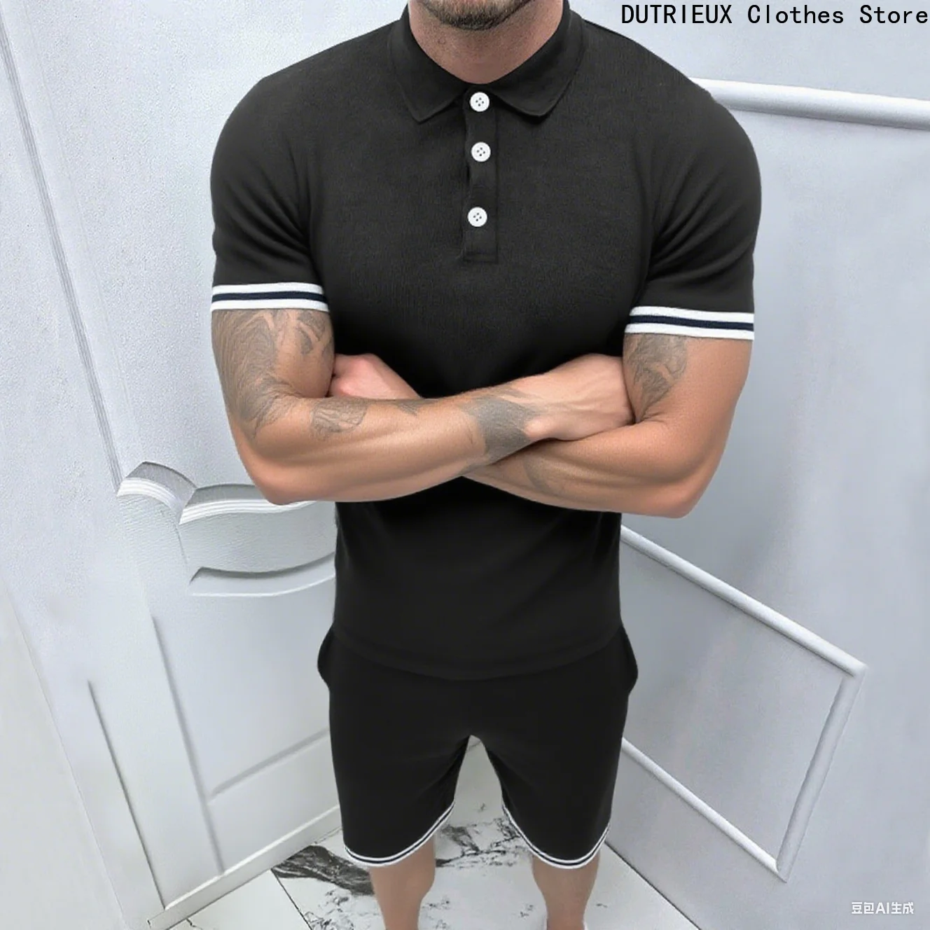 

Summer High-end Business Two-piece Men's Men's Polo Shirt, Short Sleeve and Short Pants Two-piece Set, Sporty Casual Men's Suit