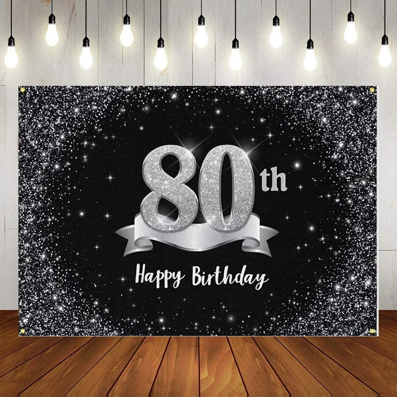 80th Birthday Party Backdrop Photography Background Decoration Rose Gold Fabric Banner Photo Outdoor Garden Table Wall Party