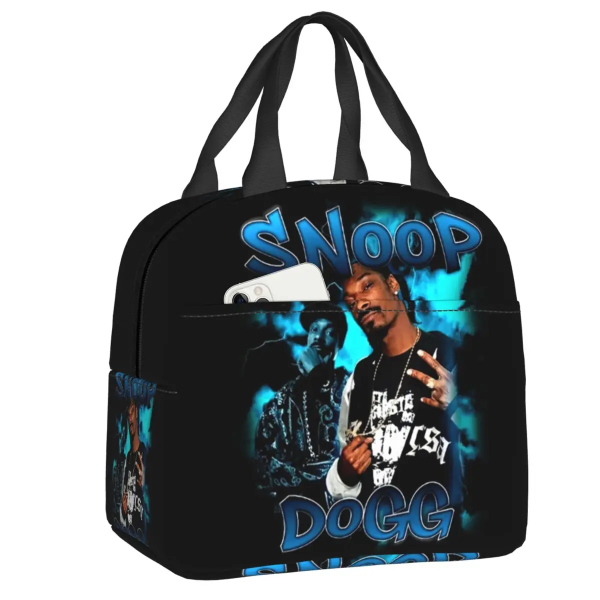 Custom Snoop Dogg Vintage 90s Resuable Lunch Box for Women Waterproof Music Rapper Thermal Cooler Food Insulated Lunch Bag