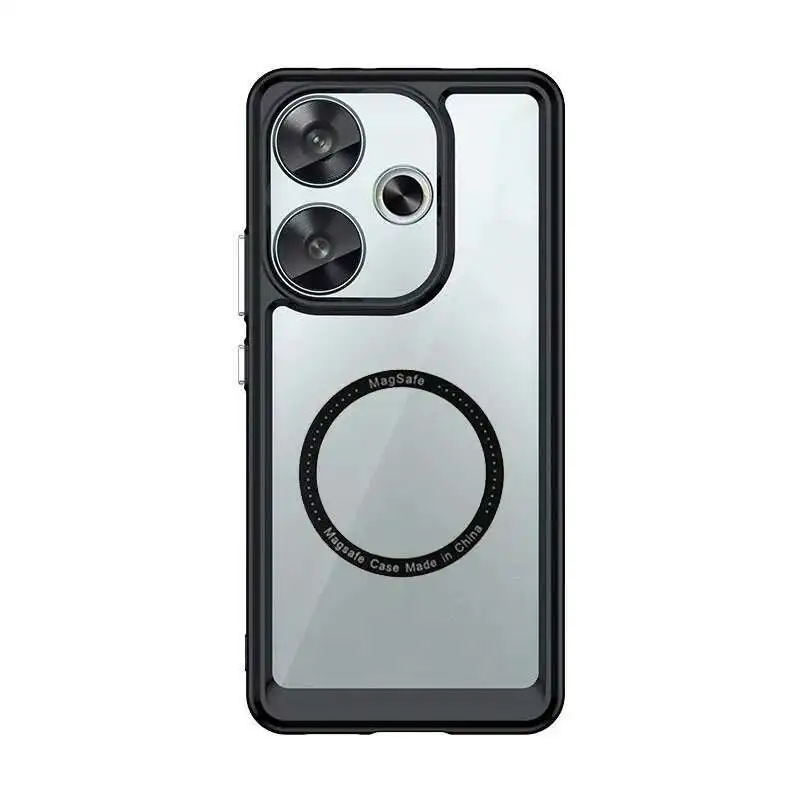 맥세이프 케이스, 샤오미 포코 F7 프로 M6 4G F6 폰 케이스, 맥세이프 마그네틱 무선 충격 방지 레이저 커버용 메탈 링 포함