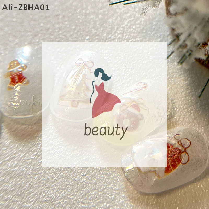 ネイルアートステッカー サンタクロース 雪の結晶 クリスマスツリー クッキーバッグ ネイルステッカー デコレーション 5D ゼリーシェル グロス クリスマス