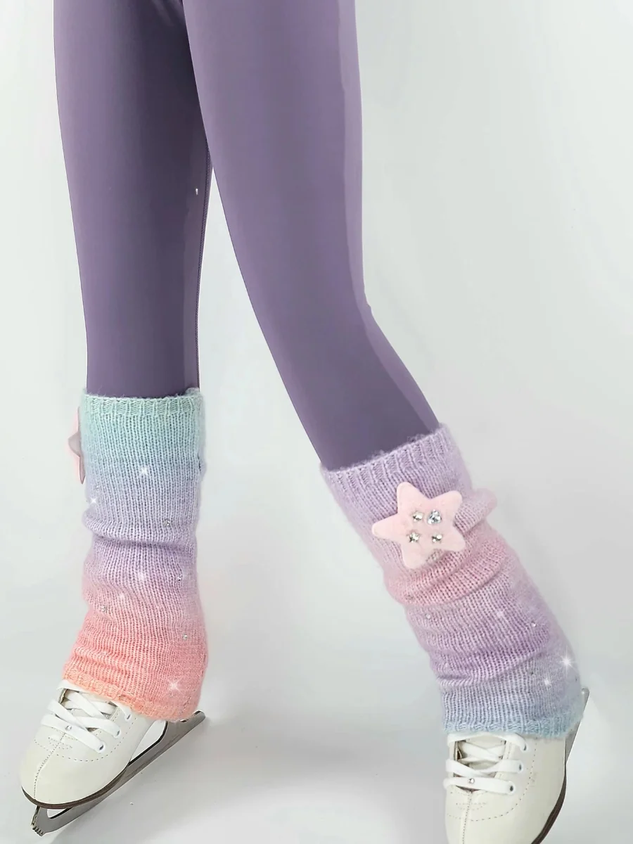 Rainbow Ice Ballet Figure Skating Leggings Protective Stockings Adult Children's Ice Skating Suit Sport Fitness Fans Goods