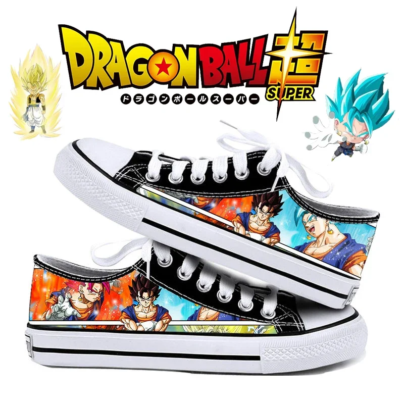 Dragon Ball Son Goku Men\'s Canvas Shoes Anime Super Saiyan Low Upper Vulcanized Shoes Casual Student Sneakers Plimsolls Vegeta