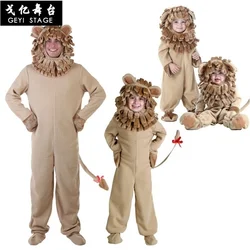 Halloween children cosplay wizard oz costumes, stage performance, adult children with long hair lions child costume
