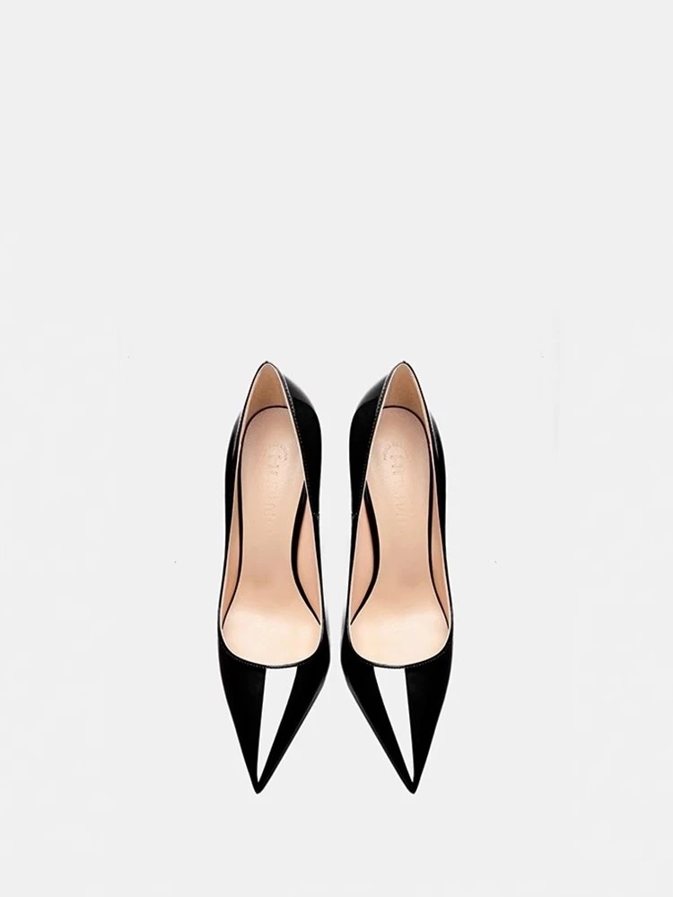 كعب عالٍ ربيع جديد مدبب الضحلة براءات الاختراع والجلود الأحمر وحيد حذاء واحد مأدبة كبيرة الحجم صغيرة الحجم أحذية جلدية نسائية #5