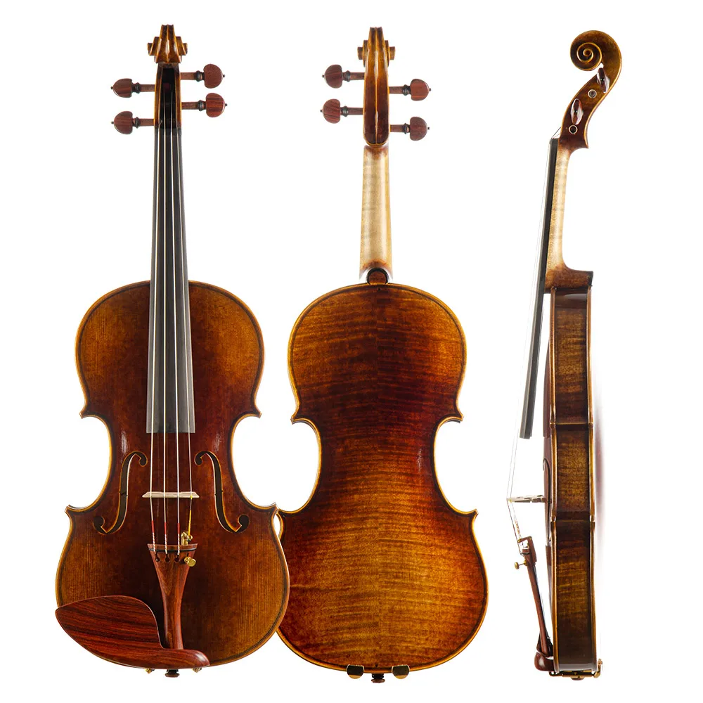 CHRISTINA Professional Violin European Timber Dark Retro Rosewood Fittings Two-piece Flame Maple Back Purely Handmade (S300B)