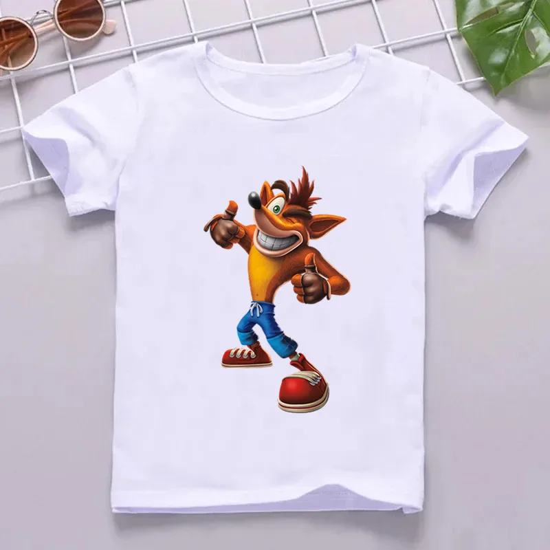 Gorąca wyprzedaż gra z Crash Bandicoot nadrukiem Cartoon dla dzieci T shirt śmieszne dziewczyny letnie topy chłopcy ubrania dziecięcy T-shirt z