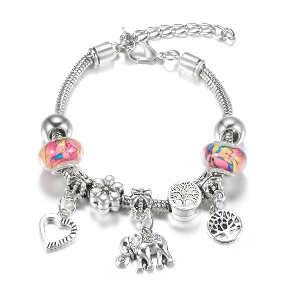 Nieuwe hartvormige hanger paar armband kralen strass charme vrouw sieraden slangenketting kreeft gesp verstelbare armband