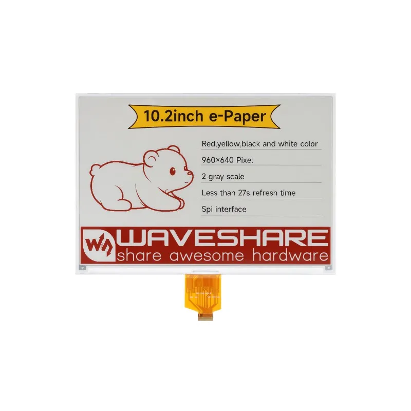 

10,2-дюймовый дисплей для электронной бумаги (G), дисплей E-ink, 960x640, красный/желтый/черный/белый, интерфейс SPI