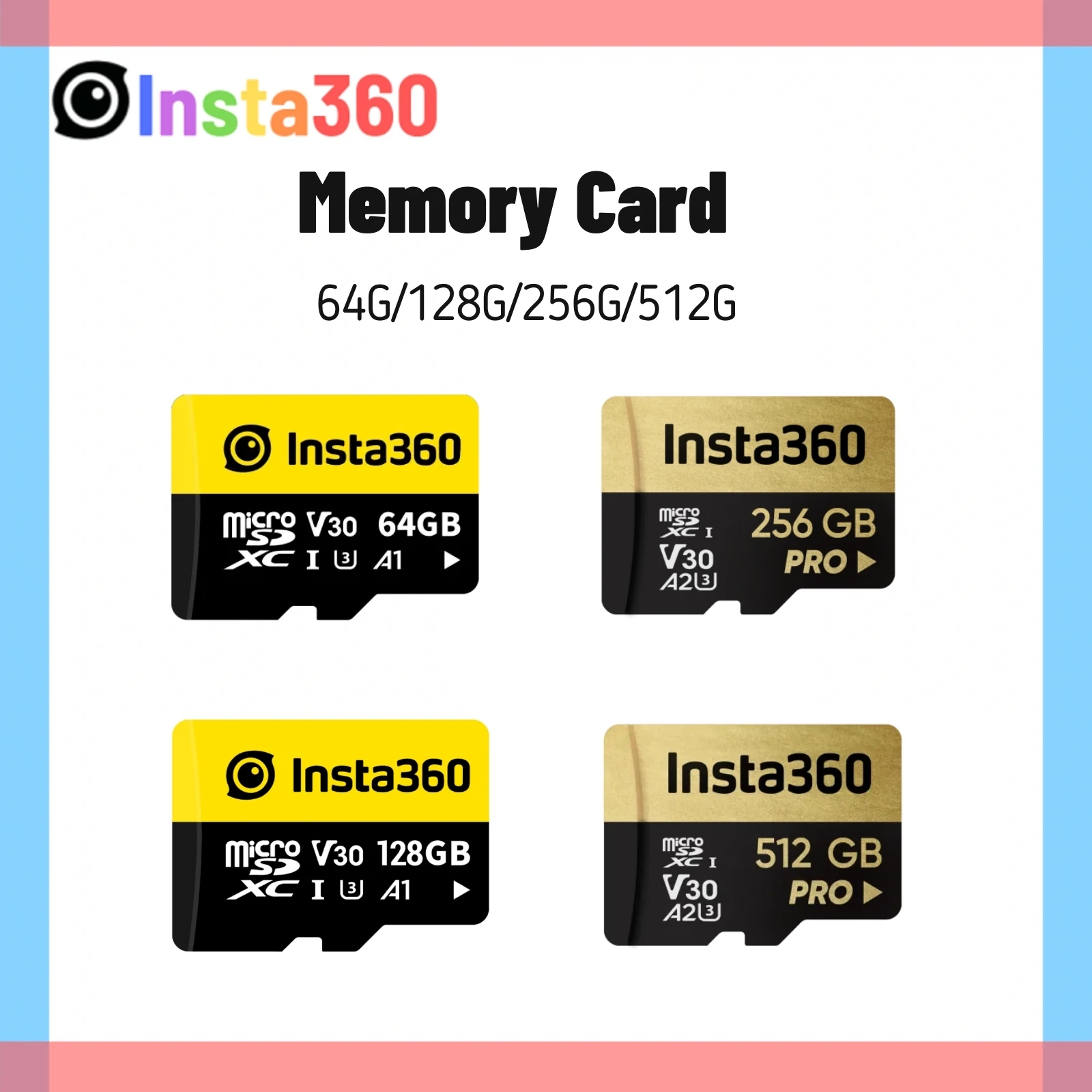 Insta360 Micro SD Memory Card 64G 128G A1 V30 U3 and 256G 512G A2 For Insta 360 X4 Ace Pro ONE RS X2 Camera Original Accessory