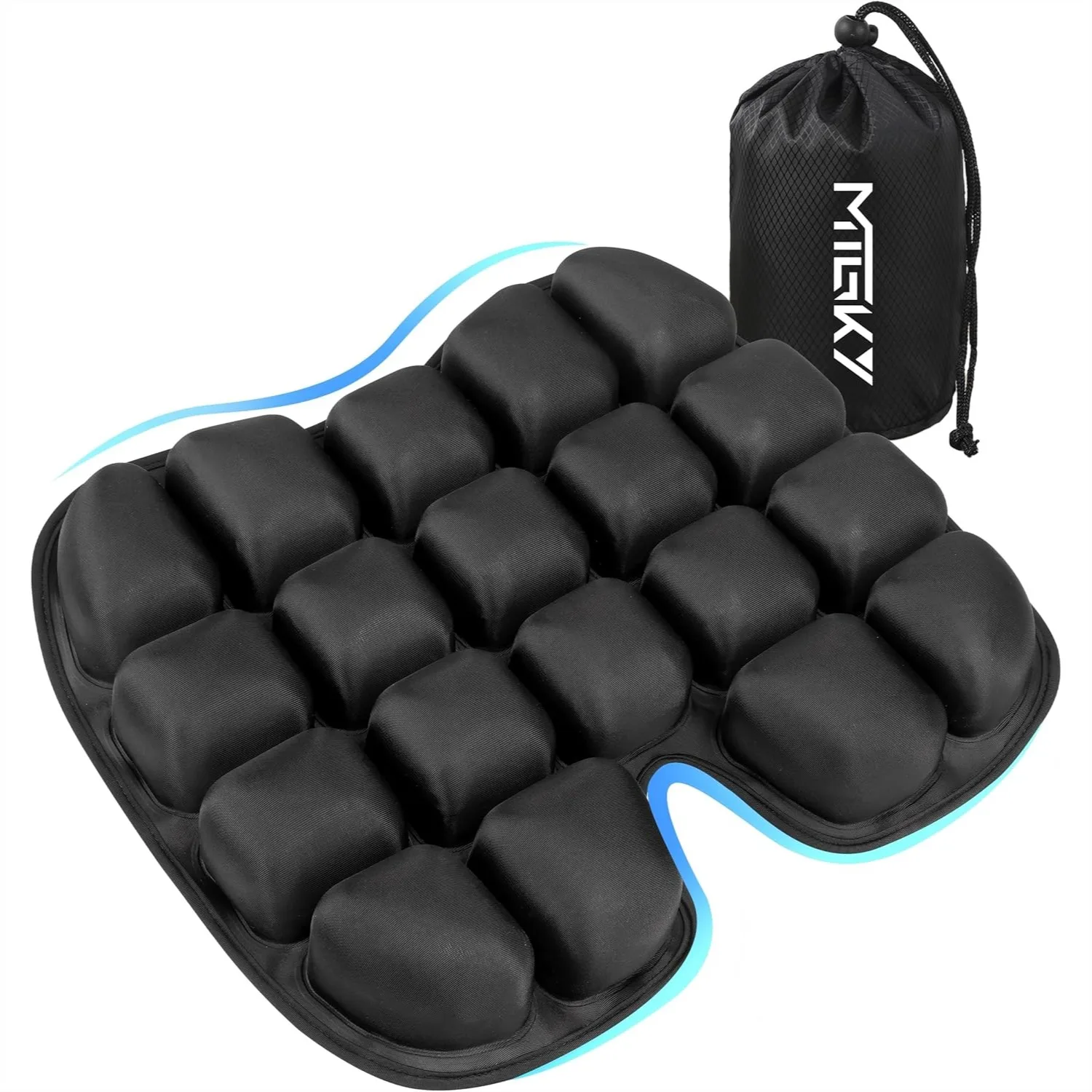 

Inflatable Seat Cushion for Airplane Travel with 19 Airbags for Tailbone Pain Relief, Portable Cushion for Office, Driving