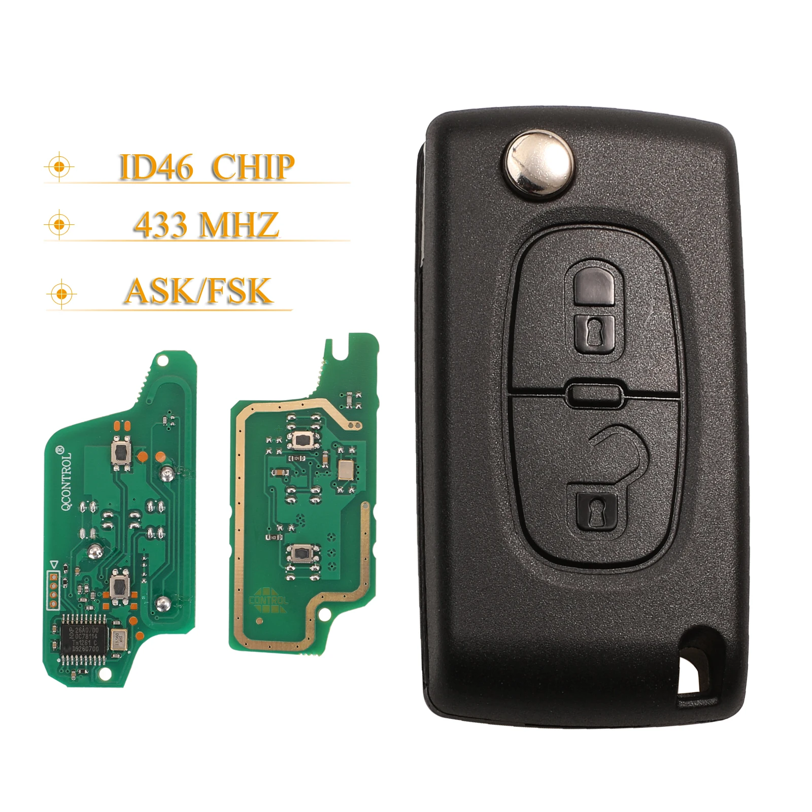 Jingyuqin  2 Buttons Remote Car Key ASK/FSK 434Mhz For Citroen C4 C5 C6 C8 Xsara Picasso For Peugeot 107 207 307 308 CE0536/0523