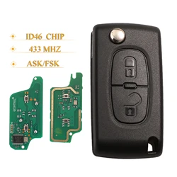 Jingyuqin  2 Buttons Remote Car Key ASK/FSK 434Mhz For Citroen C4 C5 C6 C8 Xsara Picasso For Peugeot 107 207 307 308 CE0536/0523