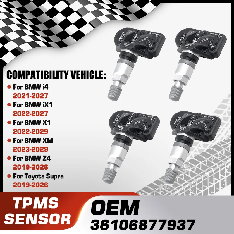 

TPMS Tire Pressure Monitor Sensor For BMW i4 G26 BMW iX1 U11 BMW X1 U11 BMW XM G09 BMW Z4 G29 Toyota Supra 36106877937 433 MHz