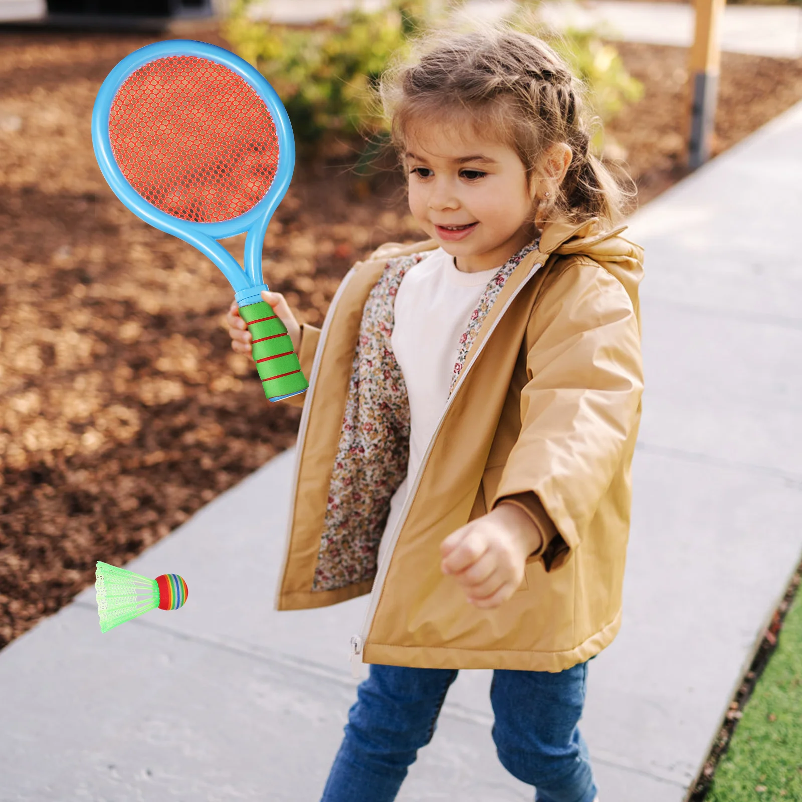 1Set Kids Tennis Racket Set Soft Handle Lightweight Design with Shuttlecock Ball for Young Players Coordination Skill