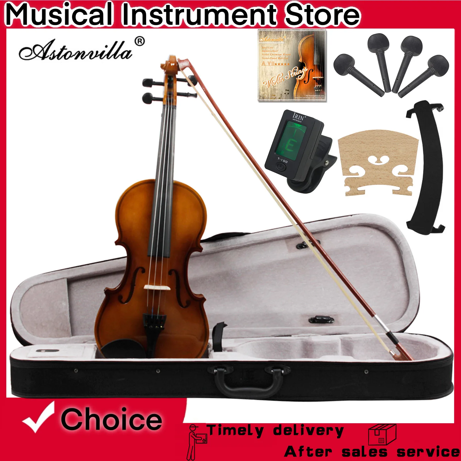 

Astonvilla Violin Antique Oak Professional String Instrument Violin With Accessories Replacement Set Suitable For Beginners