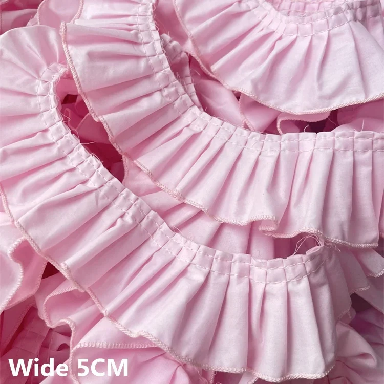 

5 см/9 см широкие розовые хлопковые плиссированные платья в стиле Лолиты с рюшами и кружевной лентой, воротник, вырез, домашние животные, куклы, одежда, отделка, сделай сам, ремесленный декор