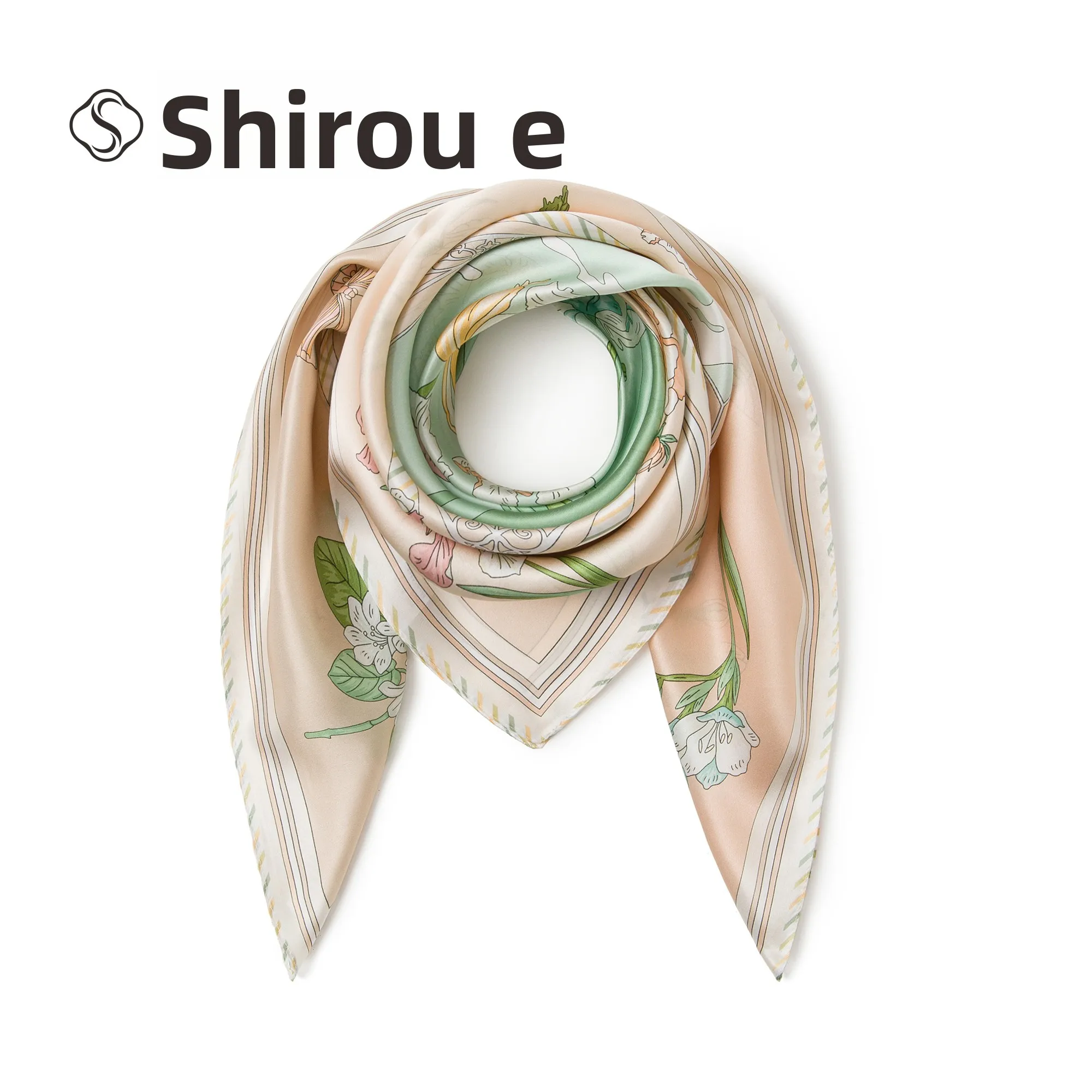 light-green-floral-silk-satin-scarf-silk-printed-women's-scarf-shawl-for-daily-commuting-versatile-chinese-style