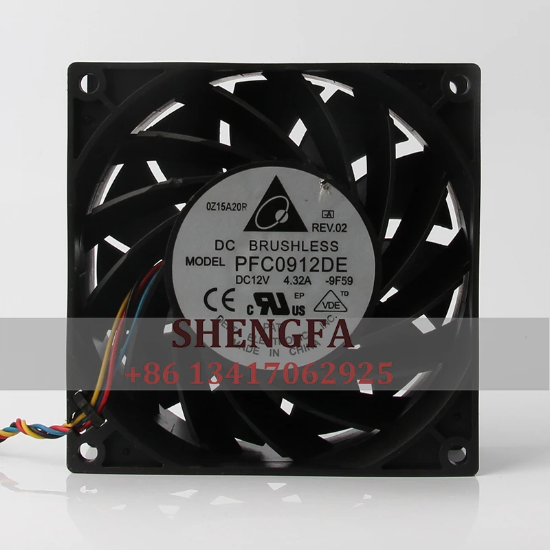 

PFC0912DE DELTA Case Cooling Fan 9038 12V 4.32A 9CM Violent Double Ball Bearing Server Module Axial Flow 90x90x38MM