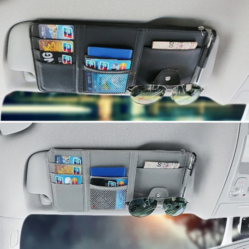 Car Organizer Light Barrier Car Sun Visor Organizer Clip Sunshade Storage Bag Zipper Sunglasses Pen Card Small Files Bracket