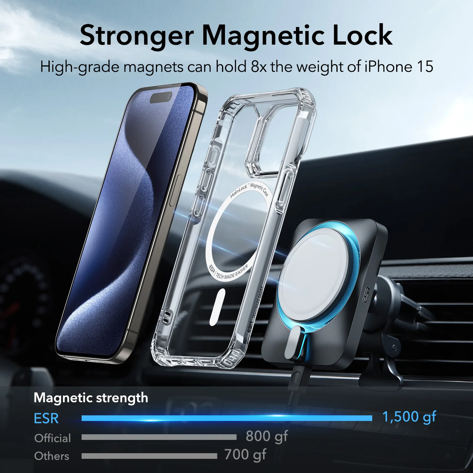 ESR for iPhone 15 Pro MagSafe Case with 2 Screen Protectors and Single Lens Protectors for iPhone 15 Pro Max Air Armor Case Set