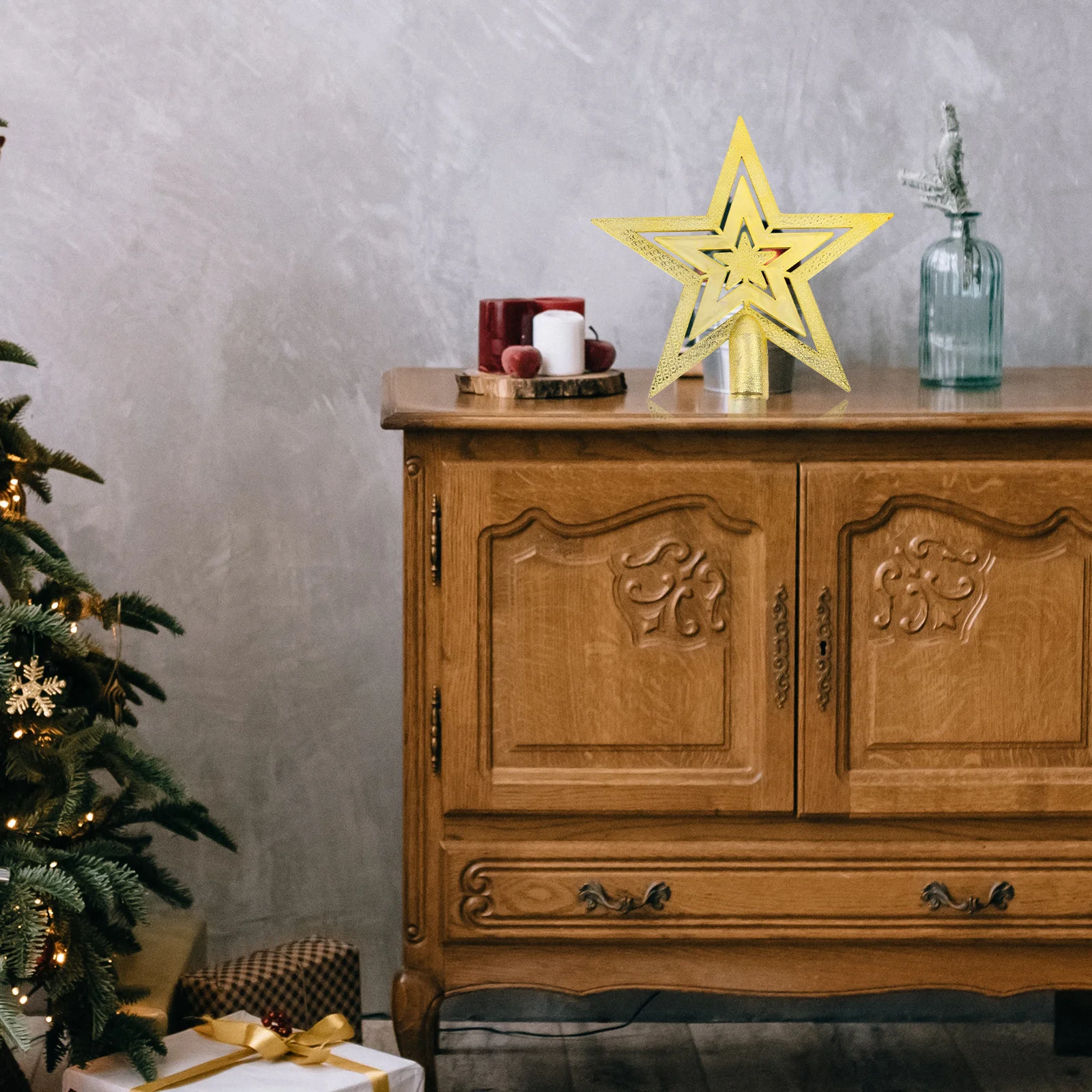 

3Pcs Christmas Treetop PVC Xmas Tree Decor Xmas Tree Ornament Party Decoration Christmas Holiday Decor