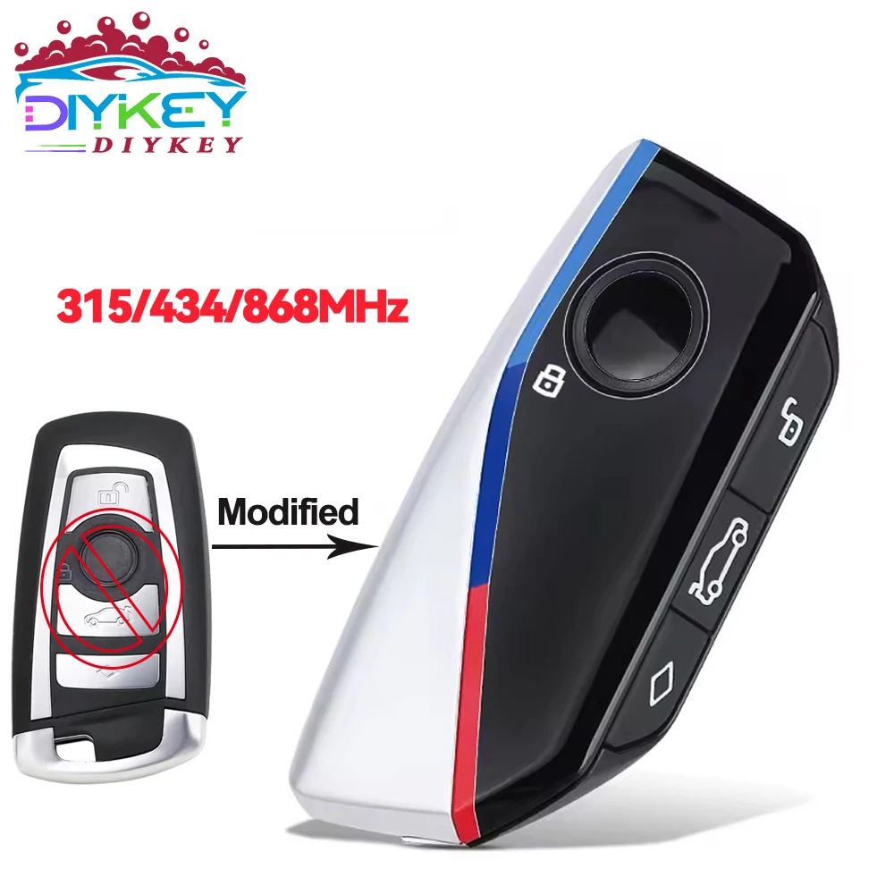 

DIYKEY Modified Smart Key Fob For BMW CAS4 CAS4+ FEM BDC 1 3 5 7 Series F Chassis 2011-2019 4 Buttons Remote 315/434/868MHz