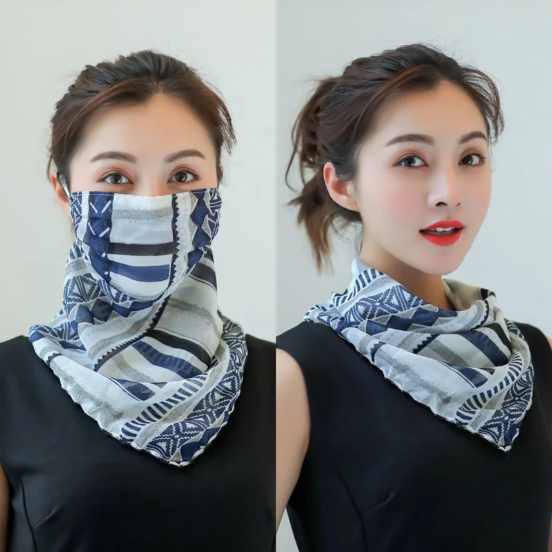 Sunscreen triangle scarf neck mask female summer UV protection breathable thin mask riding veil shade