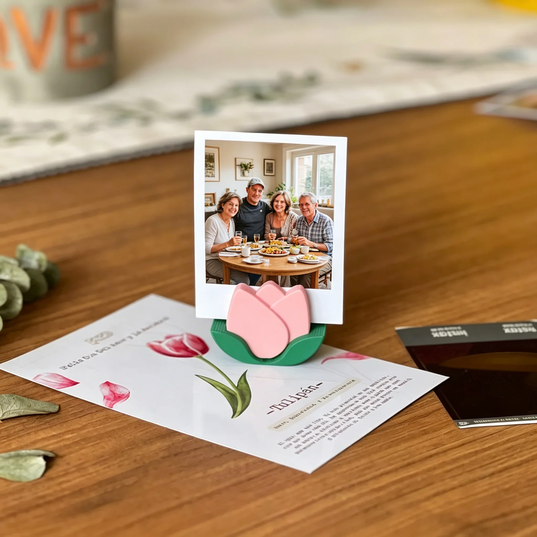 3D Printed Three-Dimensional Flower Tulip Photo Album Stand Decoration, Creative and Stylish Design, Multifunctional Photo Album Holder