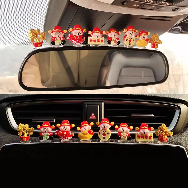 

Cute God of Wealth Car Ornaments Car Interior Decoration Center Console Car Electric Vehicle Decoration